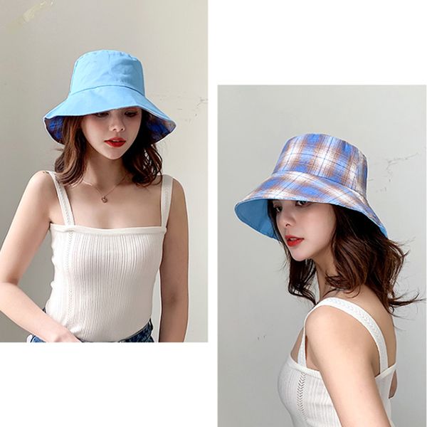 wide brim hats women outdoor travel hat sun cap korean version cotton double sided plaid bucket fisherman, Blue;gray
wide brim hats women outdoor travel hat sun cap korean version cotton double sided plaid bucket fisherman, Blue;gray