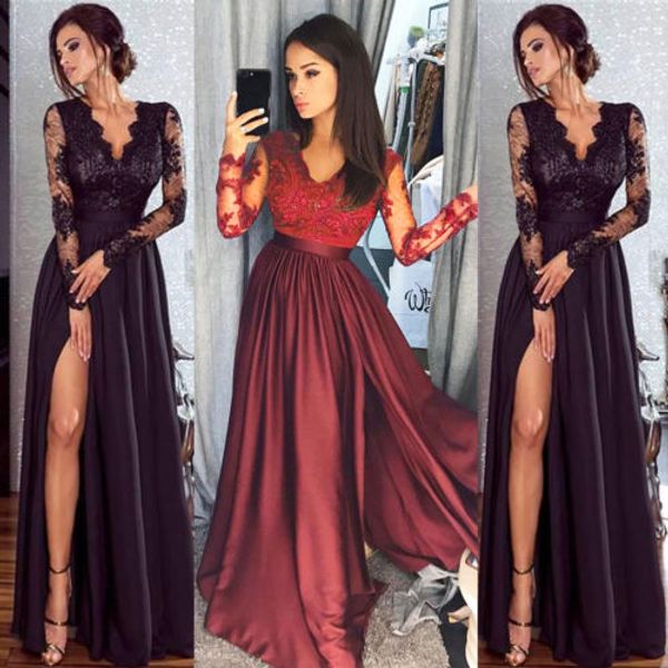 2020 women lace evening party ball prom gown formal club wear deep v neck long dress, Black;gray
2020 women lace evening party ball prom gown formal club wear deep v neck long dress, Black;gray