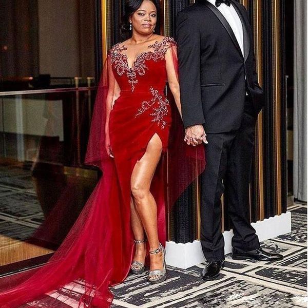 plus size evening dresses lace appliques cap sleeves prom dress side split formal gowns south african party dress 2021 with wrap, Black;red
plus size evening dresses lace appliques cap sleeves prom dress side split formal gowns south african party dress 2021 with wrap, Black;red