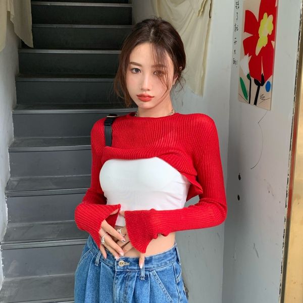 arc half high waist short blouse 2020 summer early autumn sun protection air conditioning shirt thin fashion sweater small shirt women, White;black
arc half high waist short blouse 2020 summer early autumn sun protection air conditioning shirt thin fashion sweater small shirt women, White;black