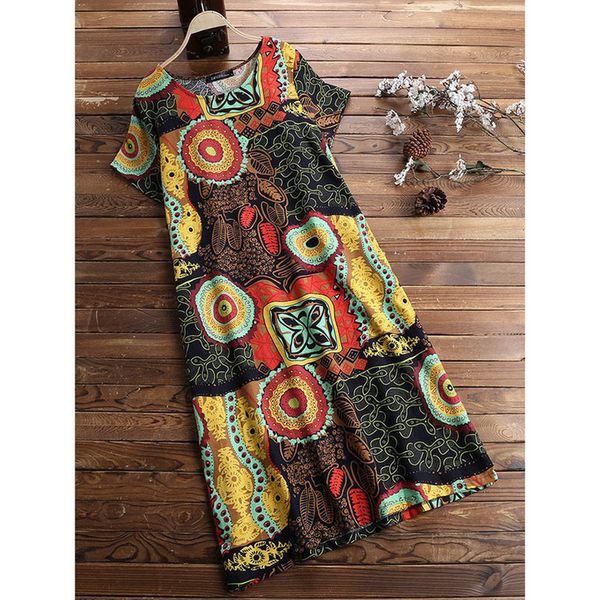 women dress hemp cotton ethnic print short sleeved large size cute refined noble trend summer short dress, Black;gray
women dress hemp cotton ethnic print short sleeved large size cute refined noble trend summer short dress, Black;gray