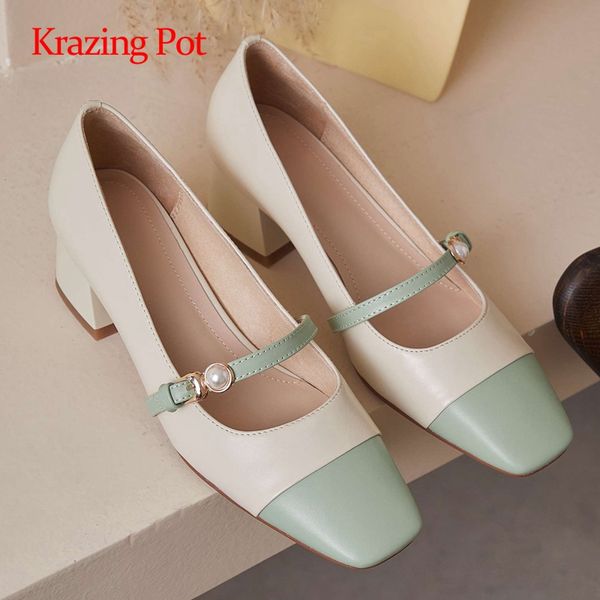 krazing pot french romantic full grain leather buckle pearl square toe thick med heel slip on handmade dating women pumps l53, Black
krazing pot french romantic full grain leather buckle pearl square toe thick med heel slip on handmade dating women pumps l53, Black