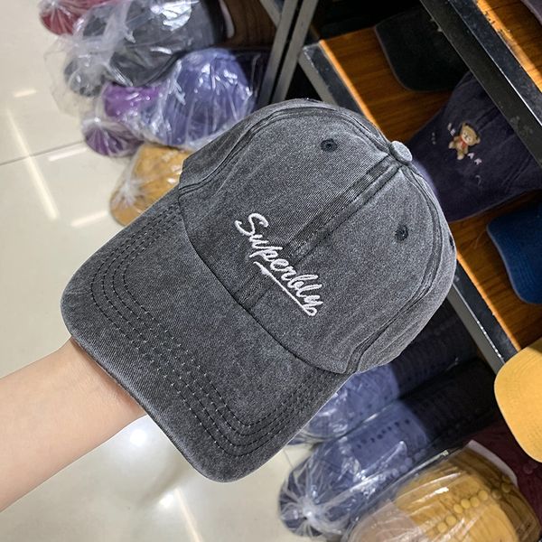 sup neutral letter baseball cap washed old industrial style decoration summer sunshade baseball cap tide, Blue;gray 
sup neutral letter baseball cap washed old industrial style decoration summer sunshade baseball cap tide, Blue;gray