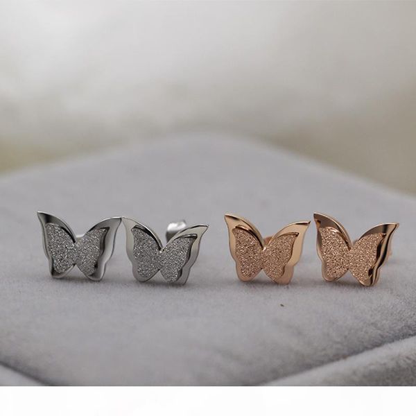 l stainless steel earrings for women child rose gold color frosted double butterfly earrings studs jewelry gift, Golden
l stainless steel earrings for women child rose gold color frosted double butterfly earrings studs jewelry gift, Golden