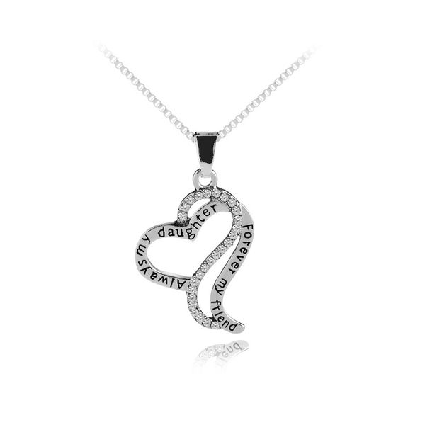 mother's day gift letter "always my daughter forever my friend" necklace with loving heart pendant, Silver
mother's day gift letter "always my daughter forever my friend" necklace with loving heart pendant, Silver