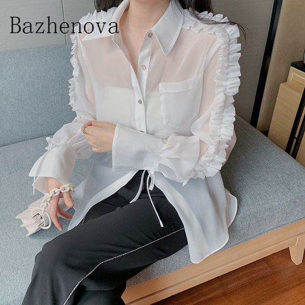 bazhenova women autumn sweet perspective shirts women's all-match lace-up long sleeve blouse woman fall shirt lady r673, White
bazhenova women autumn sweet perspective shirts women's all-match lace-up long sleeve blouse woman fall shirt lady r673, White