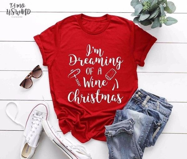 dreaming of a wine christmas t shirt funny slogan drinking love holiday wish cotton casual shirt aesthetic girl tees j024, White
dreaming of a wine christmas t shirt funny slogan drinking love holiday wish cotton casual shirt aesthetic girl tees j024, White