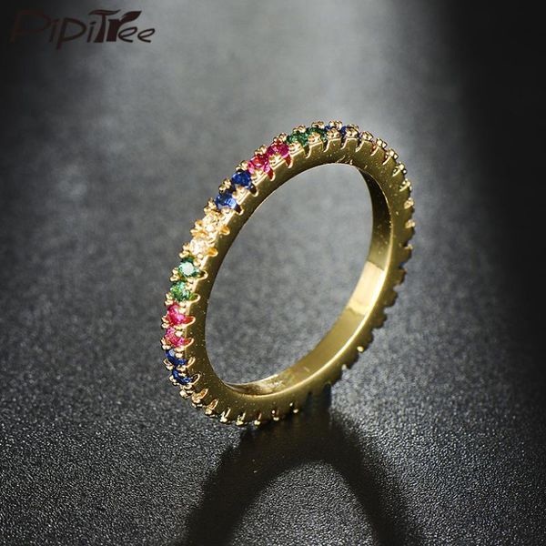 pipitree classic thin rainbow cz zircon crystal wedding engagement rings gold round circle finger ring women men bridal jewelry, Golden;silver
pipitree classic thin rainbow cz zircon crystal wedding engagement rings gold round circle finger ring women men bridal jewelry, Golden;silver