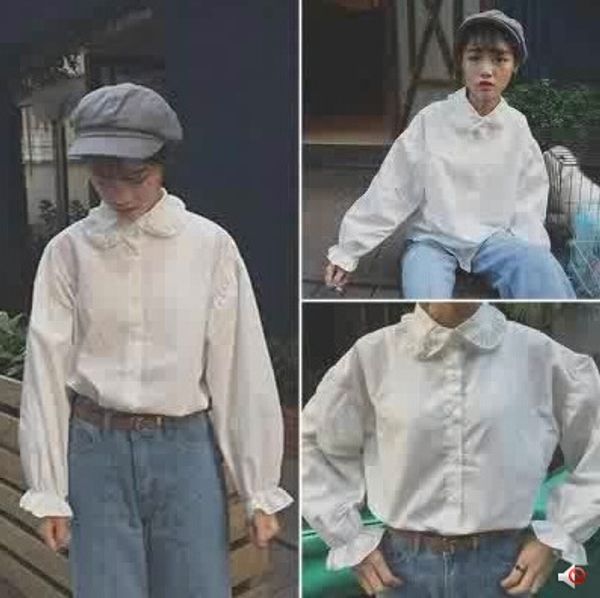 spring and autumn korean style loose polo collar wood ear solid color lantern sleeve white white shirt women's base shirt
spring and autumn korean style loose polo collar wood ear solid color lantern sleeve white white shirt women's base shirt