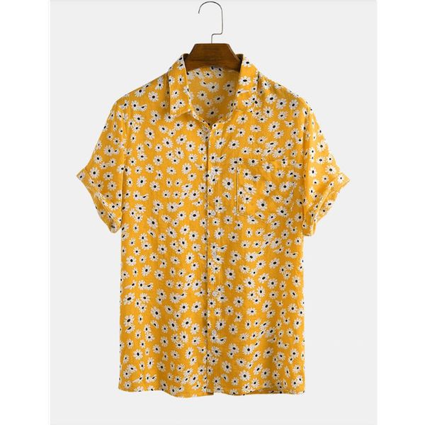 men shirts 2020 fashion summer hawaiian floral print turn-down collar short sleeve little daisy printed shirt, White;black
men shirts 2020 fashion summer hawaiian floral print turn-down collar short sleeve little daisy printed shirt, White;black
