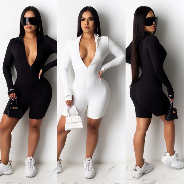 women ribbed knitted long sleeve slim fit zipper front bodycon short pants jumpsuits rompers party club, Black;white
women ribbed knitted long sleeve slim fit zipper front bodycon short pants jumpsuits rompers party club, Black;white