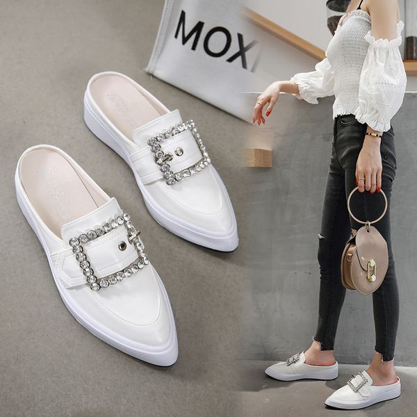 woman shoes metal buckle pointed toe mules crystal wedge slippers fashion shallow platform slides ladies loafers white apricot, Black
woman shoes metal buckle pointed toe mules crystal wedge slippers fashion shallow platform slides ladies loafers white apricot, Black
