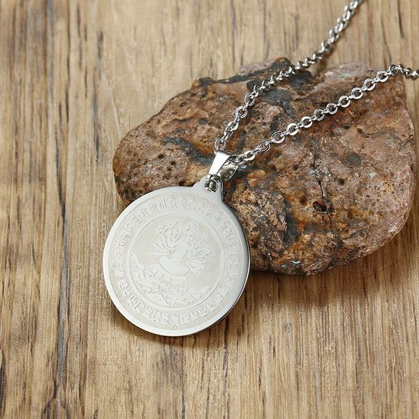 thousand hands kuanyin buddha pendants necklace men stainless steel goddess of mercy in chain man coin medallion jewelry, Silver
thousand hands kuanyin buddha pendants necklace men stainless steel goddess of mercy in chain man coin medallion jewelry, Silver