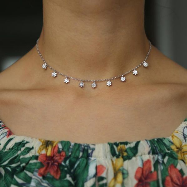 2 colors chain flower necklace pendant choker necklaces women simple statement cz station dop layer choker fashion jewelry, Silver
2 colors chain flower necklace pendant choker necklaces women simple statement cz station dop layer choker fashion jewelry, Silver