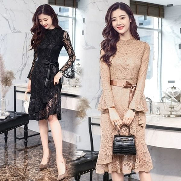 summer women's lace solid color cutout garden collar long sleeve dress 2020 new korean retro slim waist slim elegant long dress, Black;gray
summer women's lace solid color cutout garden collar long sleeve dress 2020 new korean retro slim waist slim elegant long dress, Black;gray