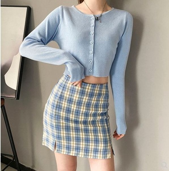 jk plaid hip-covered skirt short split anti-exposure ins high waist a- shaped bm wind-blue skirt, Black
jk plaid hip-covered skirt short split anti-exposure ins high waist a- shaped bm wind-blue skirt, Black