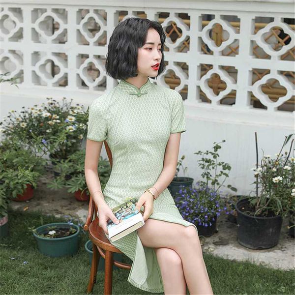 ethnic clothing short-sleeve cheongsam over-the-knee dress green small incense wind side slit traditional retro oriental grown hanfu tang su, Red
ethnic clothing short-sleeve cheongsam over-the-knee dress green small incense wind side slit traditional retro oriental grown hanfu tang su, Red