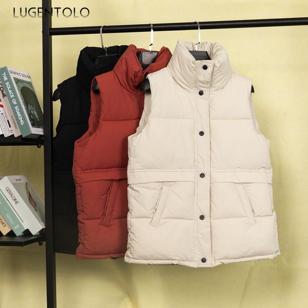lugentolo down vest women outerwear autumn new korean fashion solid pockets pockets single breasted casual vest women, Black;white
lugentolo down vest women outerwear autumn new korean fashion solid pockets pockets single breasted casual vest women, Black;white