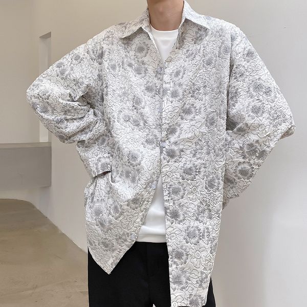 men's shirt spring and autumn new print wrinkle design korean men's loose long sleeve shirt hair stylist youth trend, White;black
men's shirt spring and autumn new print wrinkle design korean men's loose long sleeve shirt hair stylist youth trend, White;black