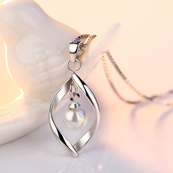 elegant 6mm simulated pearl twist pendant necklace for women collier femme long chain white gold necklace wedding jewelry gift, Silver
elegant 6mm simulated pearl twist pendant necklace for women collier femme long chain white gold necklace wedding jewelry gift, Silver