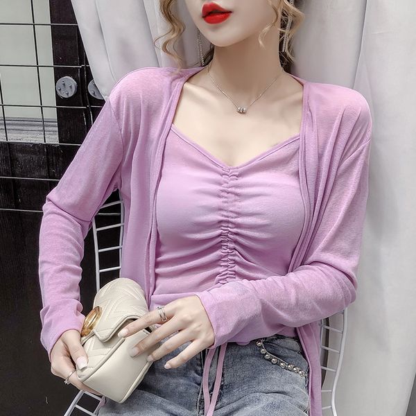 2020 summer new korean style sling coat design candy color two-piece sunscreen coat + drawstring suspender for women, Camo
2020 summer new korean style sling coat design candy color two-piece sunscreen coat + drawstring suspender for women, Camo