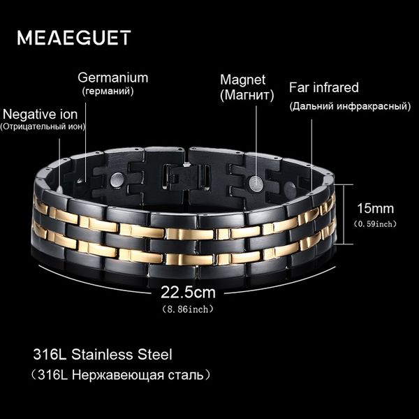 meaeguet classic healthy magnetic therapy bracelet bangle energy black/gold-color stainless steel power jewelry adjustable
meaeguet classic healthy magnetic therapy bracelet bangle energy black/gold-color stainless steel power jewelry adjustable