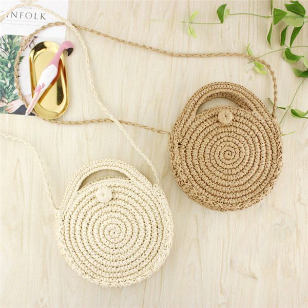lady pastoral style casual round handmade knitted woven rattan bag open straw beach handbag
lady pastoral style casual round handmade knitted woven rattan bag open straw beach handbag