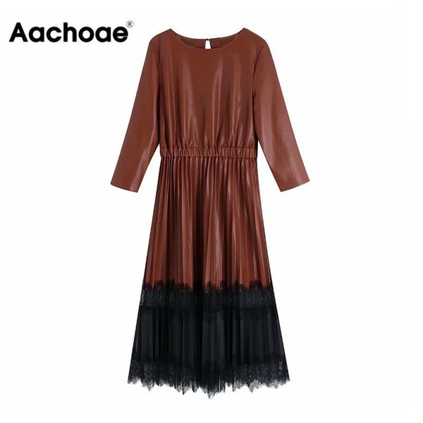 aachoae vintage lace patchwork pu leather women dress ladies three quarter sleeve pleated midi dresses elastic waist long dress, Black;gray
aachoae vintage lace patchwork pu leather women dress ladies three quarter sleeve pleated midi dresses elastic waist long dress, Black;gray