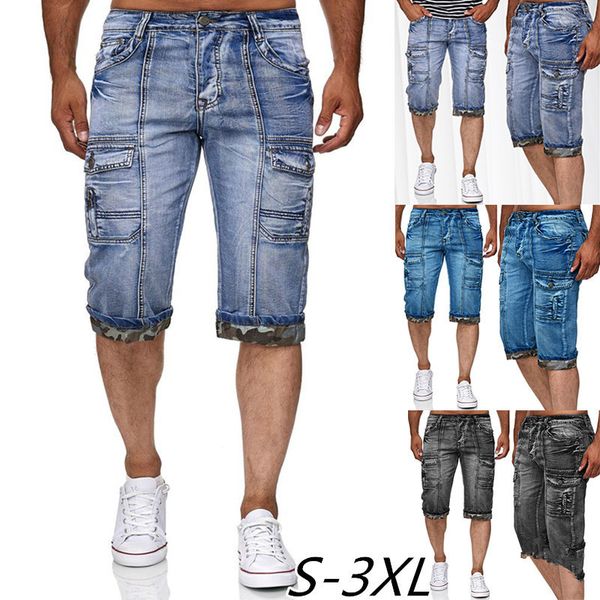 knee length jeans men straight solid medium 2020 summer new fashion denim shorts with multiple pockets, Blue
knee length jeans men straight solid medium 2020 summer new fashion denim shorts with multiple pockets, Blue