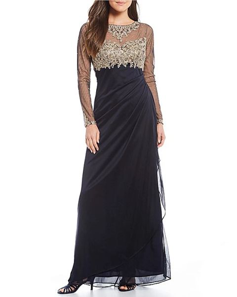 sheath / column elegant formal evening dress jewel neck long sleeve floor length 30d chiffon with ruched appliques 2020 / illusion sleeve, Black;red
sheath / column elegant formal evening dress jewel neck long sleeve floor length 30d chiffon with ruched appliques 2020 / illusion sleeve, Black;red