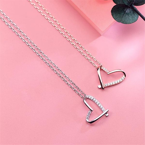 100% 925 silver /rose gold korean style simple cute heart shaped pendant crystal necklace fashion jewelry women's d4040
100% 925 silver /rose gold korean style simple cute heart shaped pendant crystal necklace fashion jewelry women's d4040