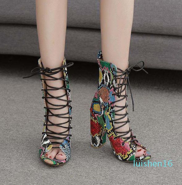 with box fashion green snake grain printed lace up thick high heels designer heels fashion luxury designer women shoes l16, Black
with box fashion green snake grain printed lace up thick high heels designer heels fashion luxury designer women shoes l16, Black