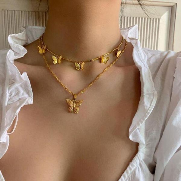 alyxuy 2 layers charm butterfly pendant chain necklaces for women girls gold color multiple butterflies necklace trendy jewelry, Silver
alyxuy 2 layers charm butterfly pendant chain necklaces for women girls gold color multiple butterflies necklace trendy jewelry, Silver