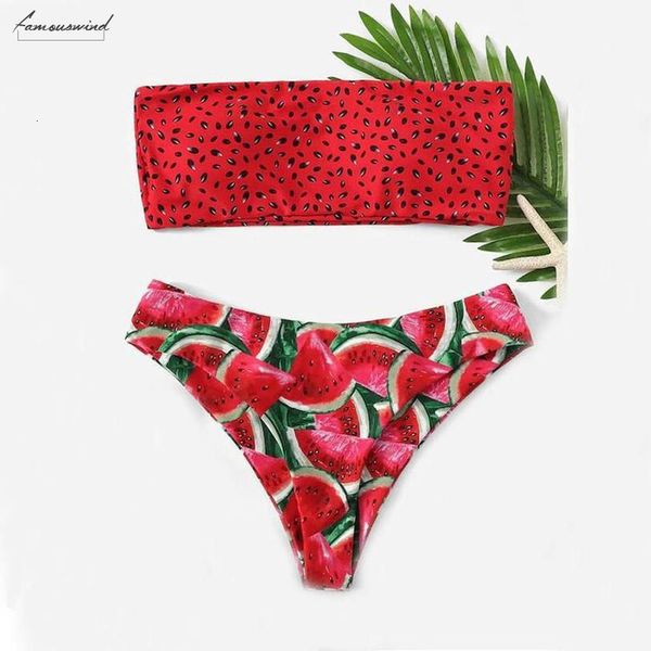 women watermelon print tube up bikini set two pieces push up swimsuit swimwear brazilian separate beachwear for female 2020, White;black
women watermelon print tube up bikini set two pieces push up swimsuit swimwear brazilian separate beachwear for female 2020, White;black