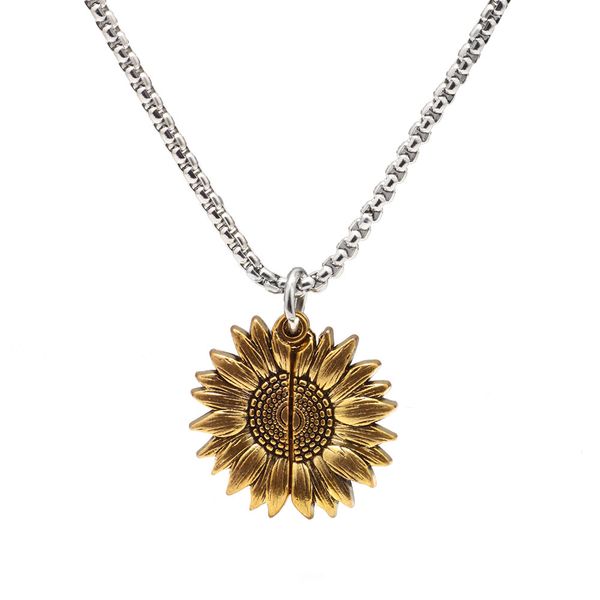 fashion new creative sunflower open lettering pendant necklace all-match jewelry couple gift, Silver
fashion new creative sunflower open lettering pendant necklace all-match jewelry couple gift, Silver