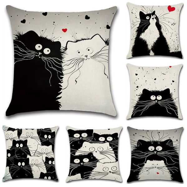 black and white cat printed cushion cover cotton linen cute cat pillow case home car sofa decorative pillowcase cover almohada
black and white cat printed cushion cover cotton linen cute cat pillow case home car sofa decorative pillowcase cover almohada
