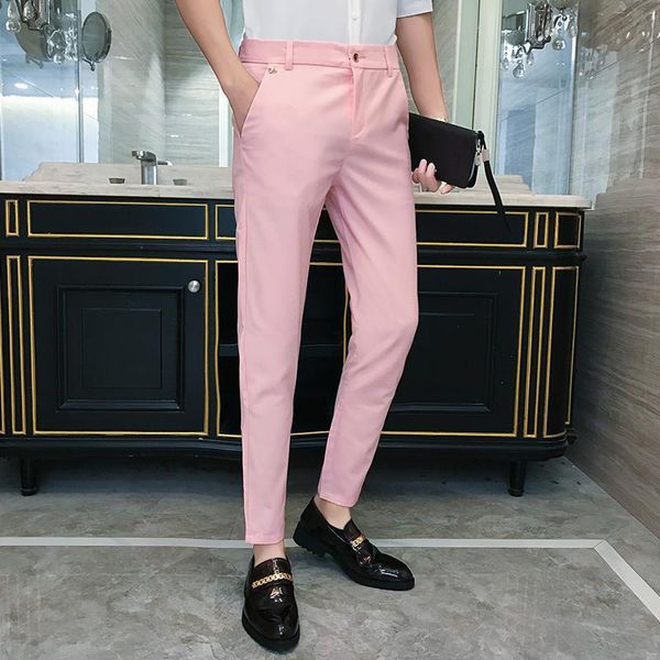 5 color men's clothing suit trousers male high-grade pure color slim fit business suit pants leisure thin leg ankle length pants, White;black
5 color men's clothing suit trousers male high-grade pure color slim fit business suit pants leisure thin leg ankle length pants, White;black