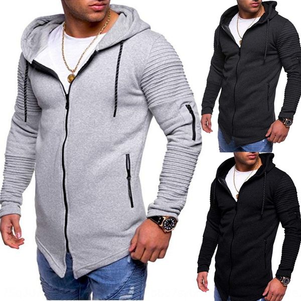 men's new fashion casual hoodie sweater zipper sports arm zipper striped raglan sleeve hoodie sweater, Black