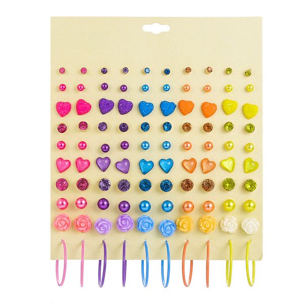 50 pairs/lot resin flowers heart pearls stud earring set for women candy color rhinestone ear studs hoops party jewelry, Golden;silver
50 pairs/lot resin flowers heart pearls stud earring set for women candy color rhinestone ear studs hoops party jewelry, Golden;silver