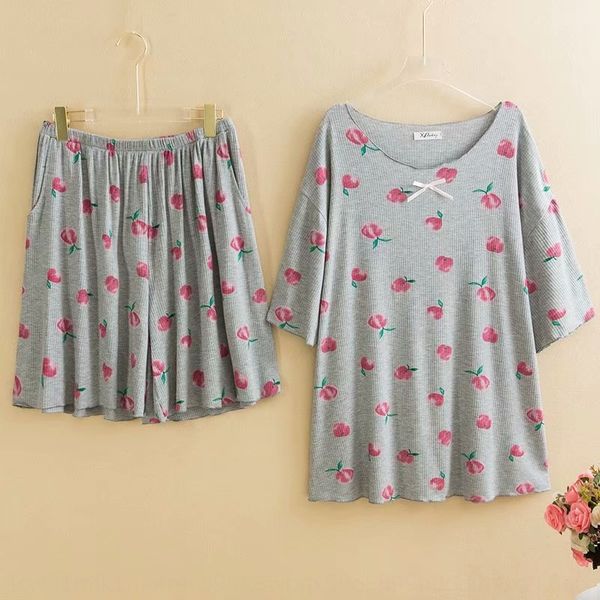 added fat and added size clothes and pajamas juicy peach pajamas female modal short-sleeved shorts fat mm loose 200 jin home clothes, Blue;red
added fat and added size clothes and pajamas juicy peach pajamas female modal short-sleeved shorts fat mm loose 200 jin home clothes, Blue;red