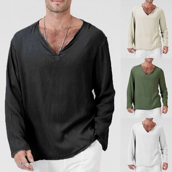 men summer linen blouse t shirts pullovers long sleeve loose v neck thin tees plus size 4xl male t-shirts black green, White;black
men summer linen blouse t shirts pullovers long sleeve loose v neck thin tees plus size 4xl male t-shirts black green, White;black