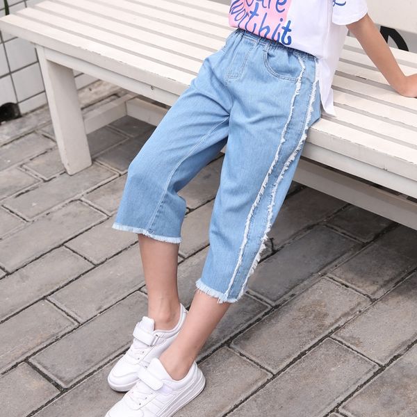 f85ds women's jeans wide leg crawler jeans cotton medium and large children's capri korean style wide-leg pants for girls 2020 sum, Blue
f85ds women's jeans wide leg crawler jeans cotton medium and large children's capri korean style wide-leg pants for girls 2020 sum, Blue