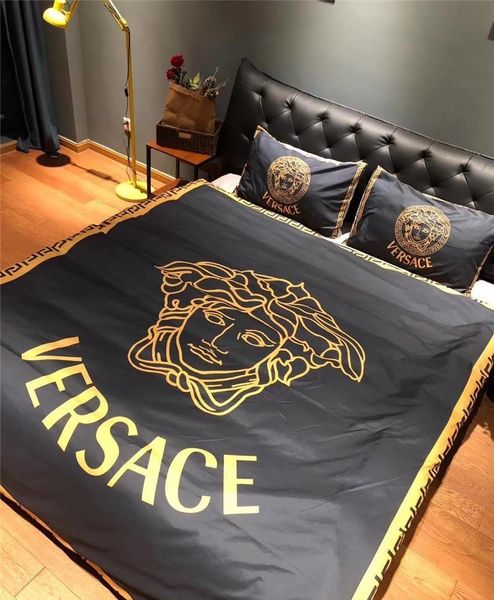 black goddess bedding suit ve letter fashion europe and america quilt cover sets tide lovers room 4 pieces suit