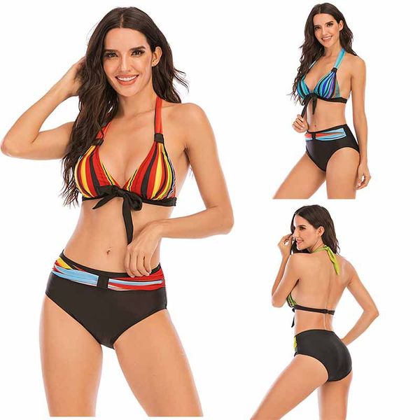 2020 new style split swimsuit bikini women stripes rainbow printing holiday style bikini large size two-piece set, White;black
2020 new style split swimsuit bikini women stripes rainbow printing holiday style bikini large size two-piece set, White;black