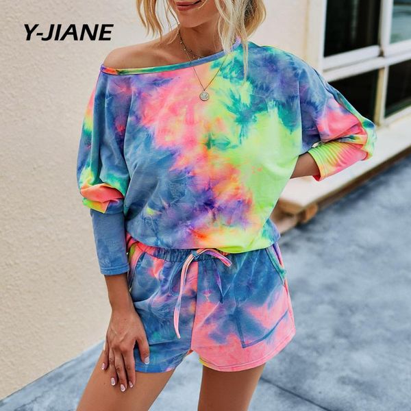women's tracksuits tie-dye print long sleeve o-collar pullover leisure + shorts setsummer womens two peices set out, Gray
women's tracksuits tie-dye print long sleeve o-collar pullover leisure + shorts setsummer womens two peices set out, Gray