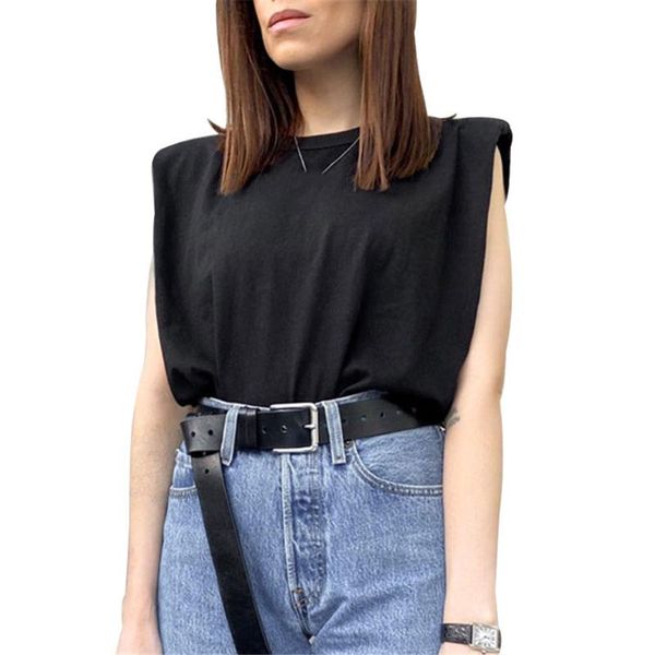 newly women shoulder padded blouse elegant sleeveless loose fit office lady tee vest s66, Black;blue
newly women shoulder padded blouse elegant sleeveless loose fit office lady tee vest s66, Black;blue