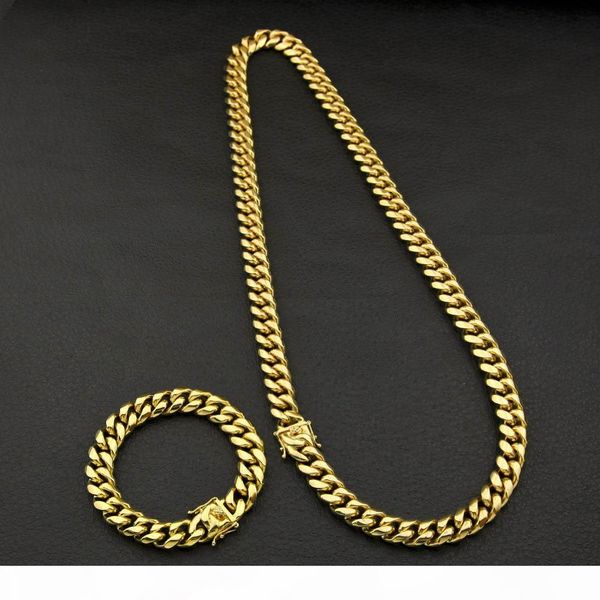 30inches men's stainless steel cuban chain necklace bracelet set hip hop protection gold color buckle cuba necklaces jewelry sets, Silver
30inches men's stainless steel cuban chain necklace bracelet set hip hop protection gold color buckle cuba necklaces jewelry sets, Silver