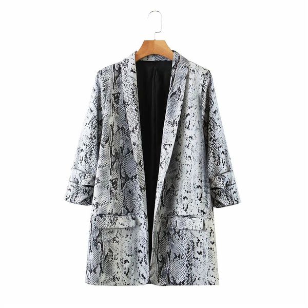 2020 women wild snake print fashion long blazers stylish lady pleated sleeve pocket jacket outwear women's animal print blazer, White;black
2020 women wild snake print fashion long blazers stylish lady pleated sleeve pocket jacket outwear women's animal print blazer, White;black