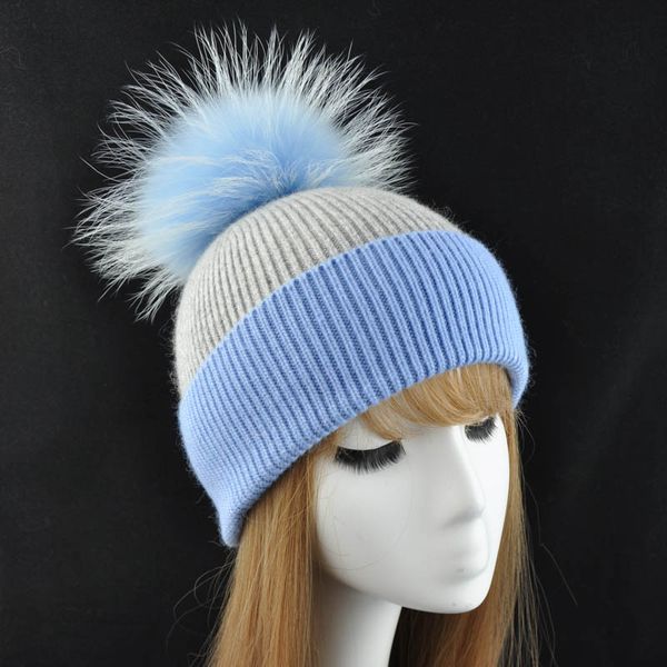 women real fur pom pom hat female autumn winter wool knitted beanies cap ladies cashmere natural raccoon fur pompom beanie hat, Blue;gray
women real fur pom pom hat female autumn winter wool knitted beanies cap ladies cashmere natural raccoon fur pompom beanie hat, Blue;gray