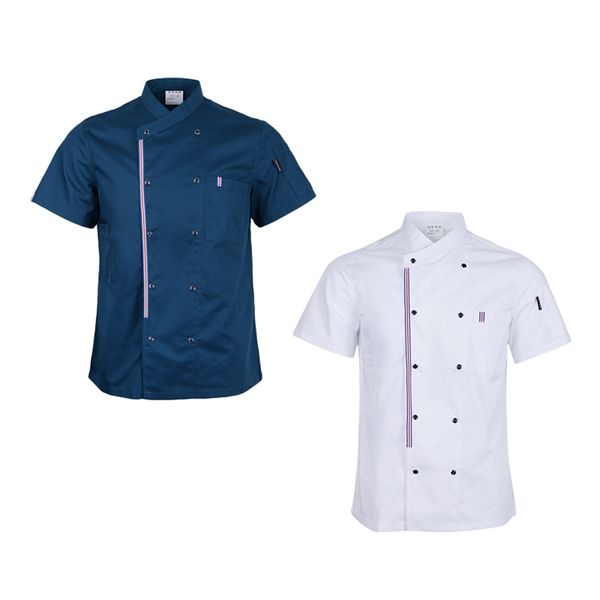 women men chef jackets coat short sleeves shirt kitchen uniforms white+blue, White;black
women men chef jackets coat short sleeves shirt kitchen uniforms white+blue, White;black